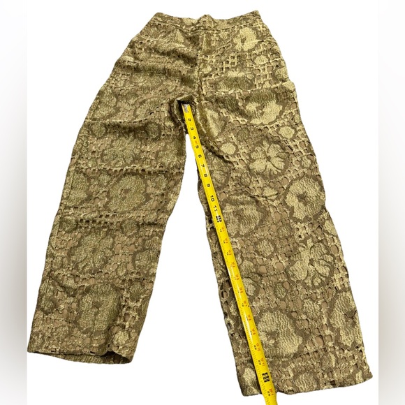 Raoul Arango Metallic Gold Lace Cutout Statement Pants Womens Small Avant Garde - Picture 10 of 11